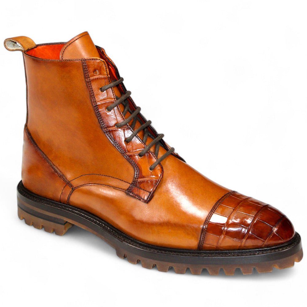 Fennix Bastian Genuine Alligator/ Leather Boots Gold