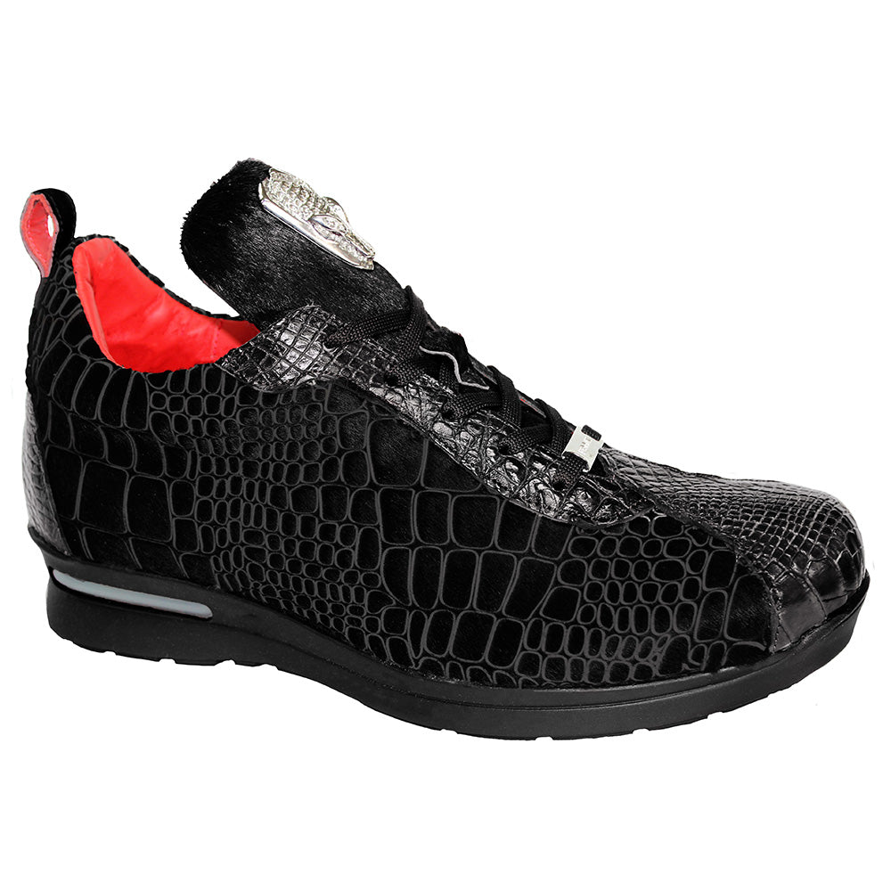 Fennix Bentley Alligator & Pony Sneakers Black