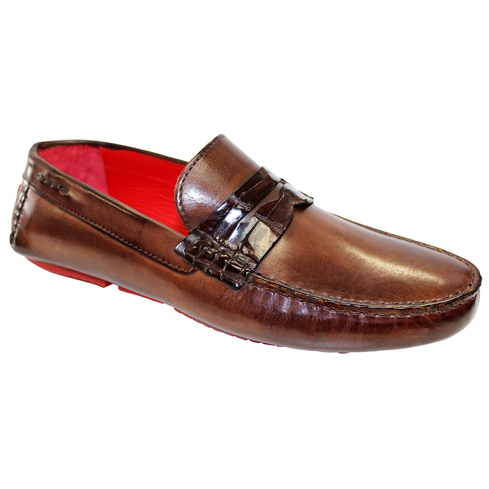 Fennix Caleb Leather & Alligator Loafers Brown