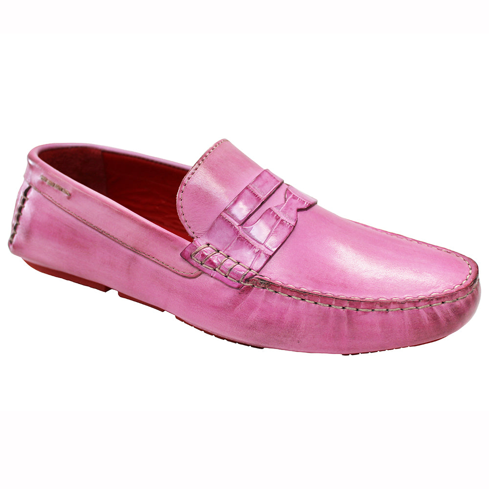 Fennix Caleb Leather & Alligator Loafers Pink