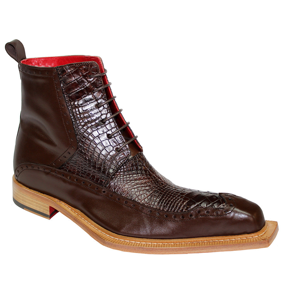 Fennix Colton Calfskin & Alligator Boots Chocolate