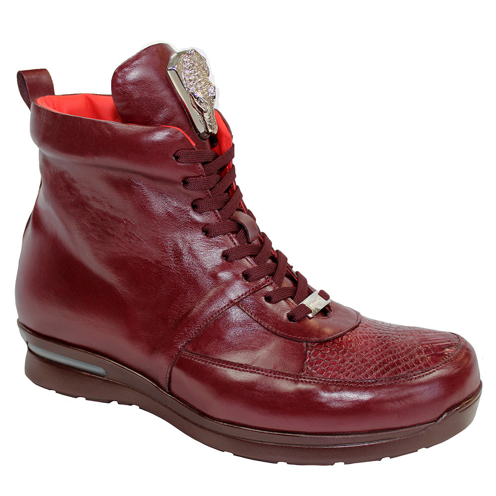 Fennix Devon Alligator & Calfskin Hi-top Sneakers Burgundy