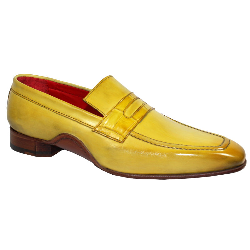 Fennix Edward Calfskin & Alligator Penny Loafers Antique Yellow