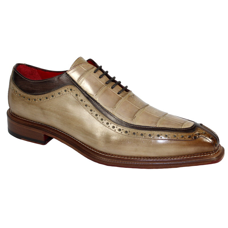 Fennix Elliott Alligator & Calfskin Oxfords Taupe / Chocolate