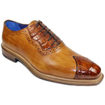Fennix Ethan Calf and Alligator Lace-up Shoes Cognac