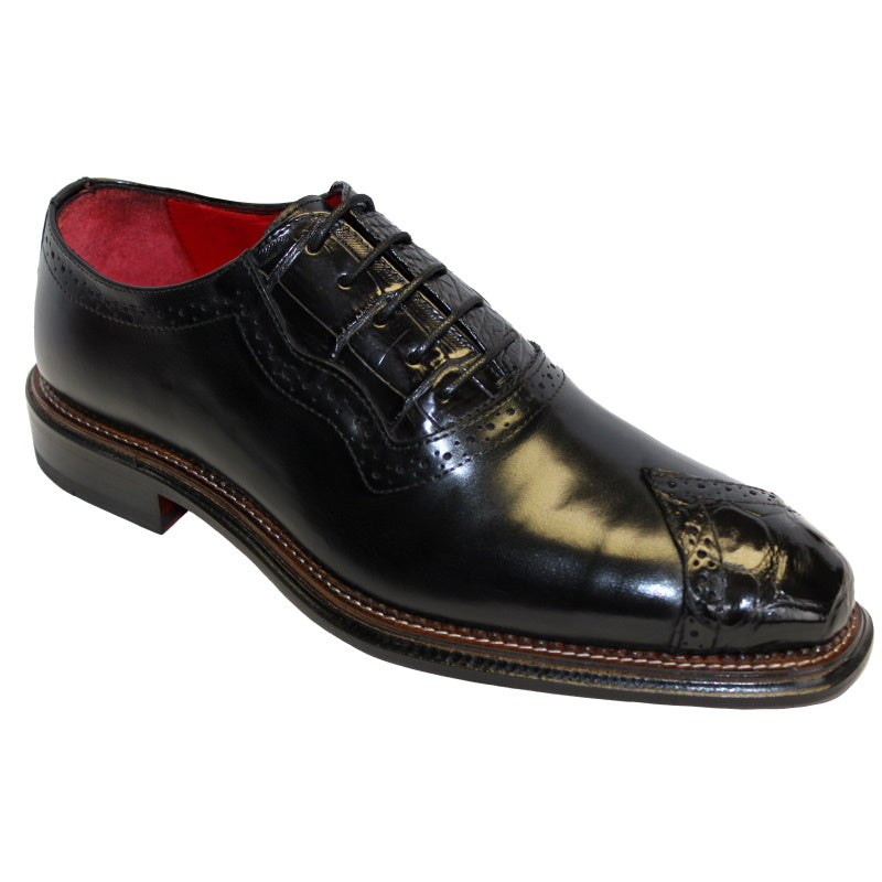 Fennix Ethan Calfskin & Alligator Oxfords Black