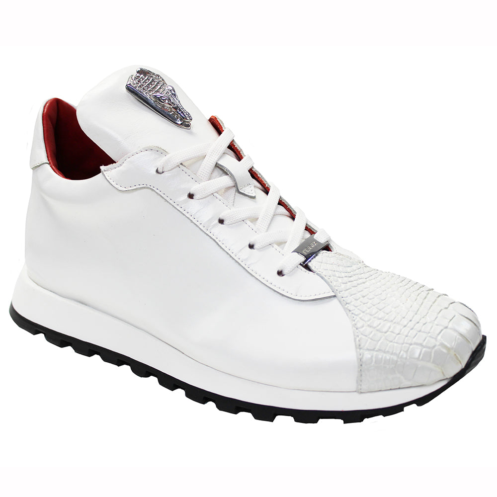 Fennix Felix Leather & Alligator Sneakers White