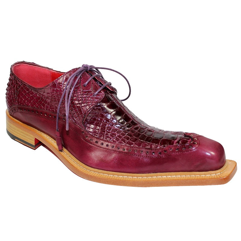 Fennix Finley Calf and Alligator Lace-up Shoes Burgundy