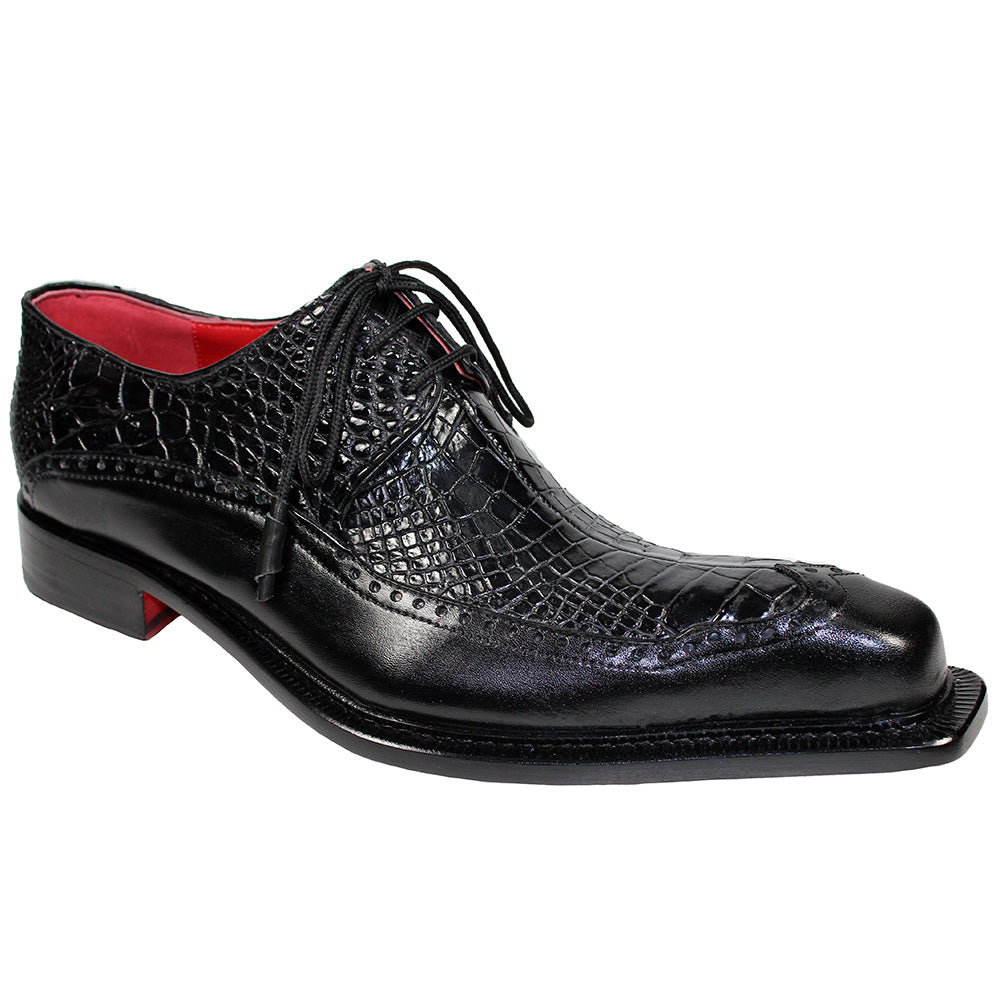 Fennix Finley Calfskin / Genuine Alligator Shoes Black
