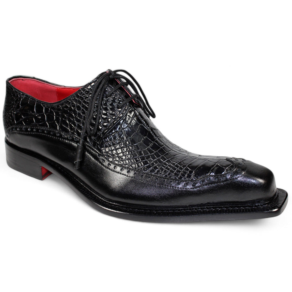 Fennix Finley Genuine Alligator/ Leather Shoes Black