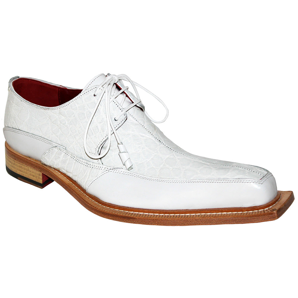 Fennix Frank Calfskin / Genuine Alligator Shoes White