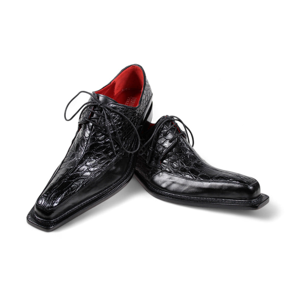 Fennix Frank Genuine Alligator/ Leather Shoes Black