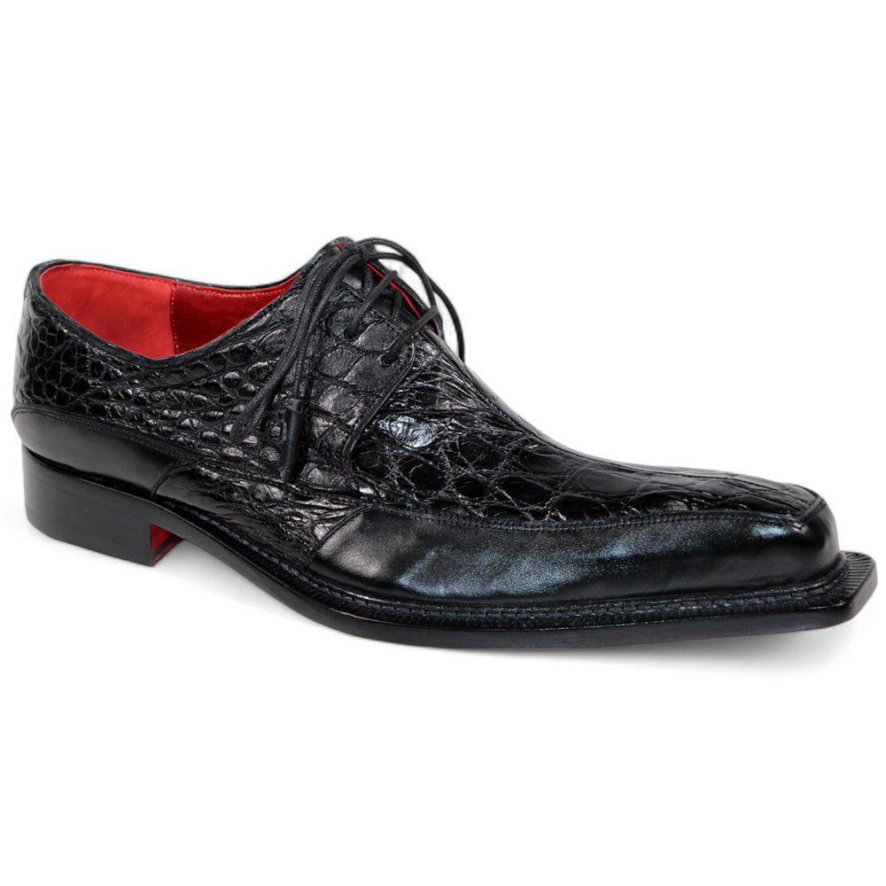 Fennix Frank Genuine Alligator/ Leather Shoes Black