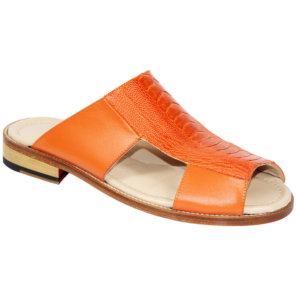 Fennix FX124 Genuine Ostrich / Calfskin Sandals Orange