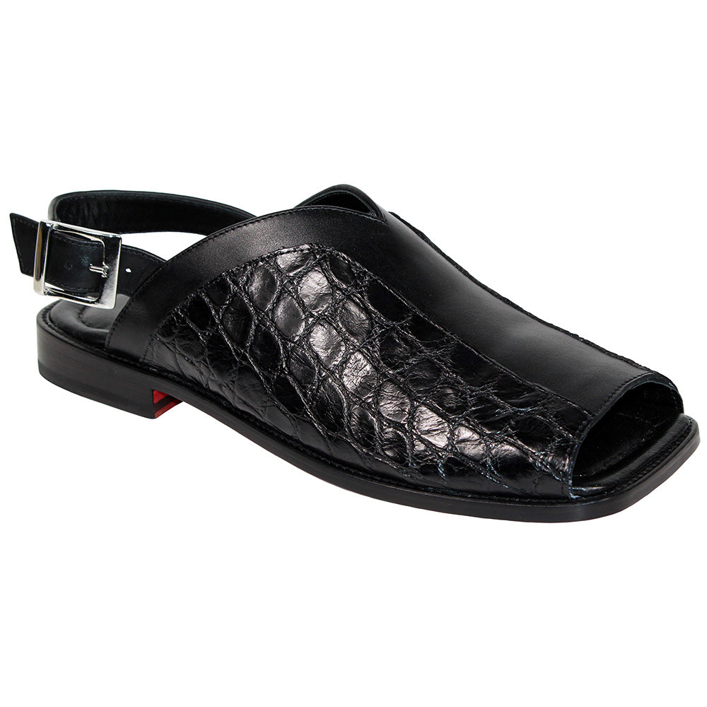Fennix FX126 Genuine Alligator / Calfskin Sandals Black
