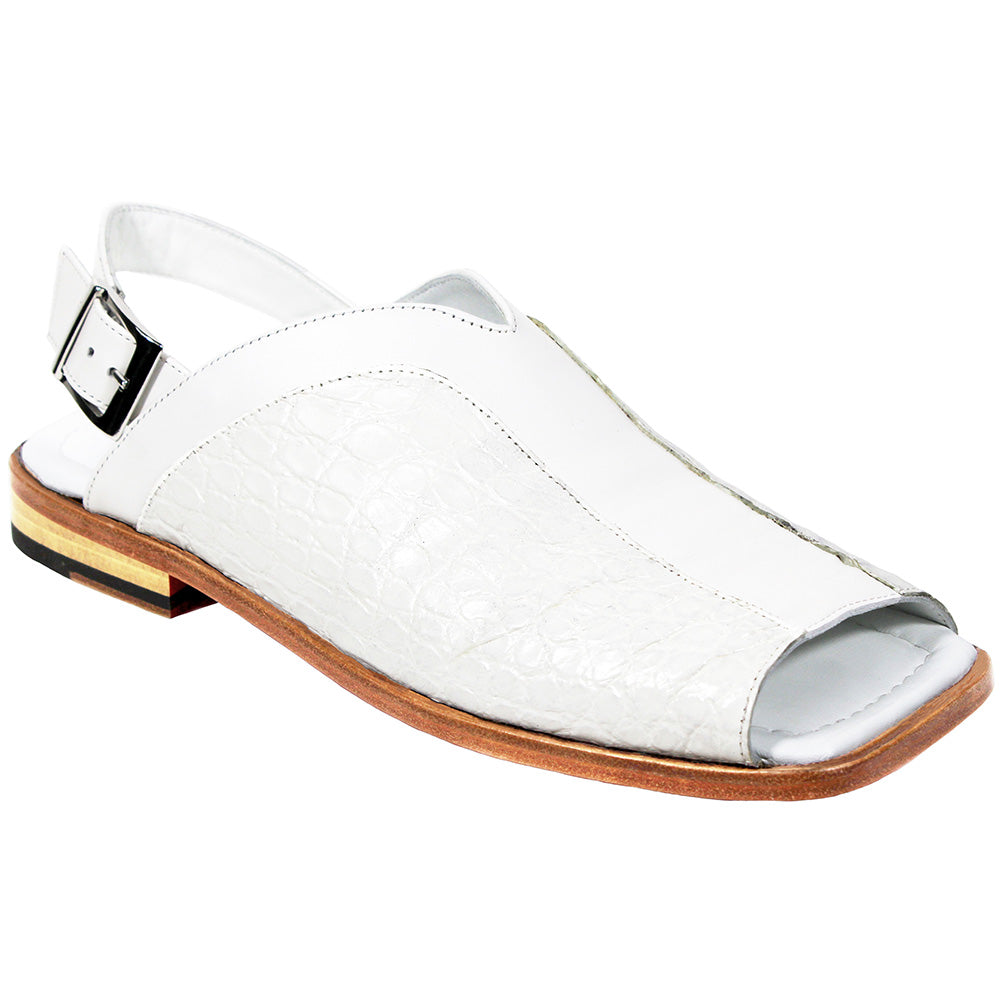 Fennix FX126 Genuine Alligator / Calfskin Sandals White