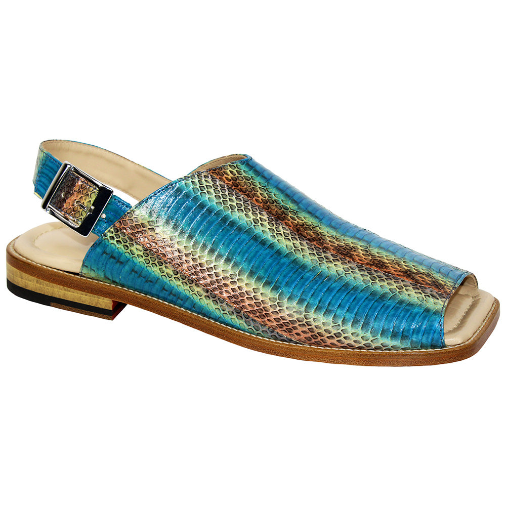 Fennix FX127 Genuine Snakeskin Sandals Multi Turquoise