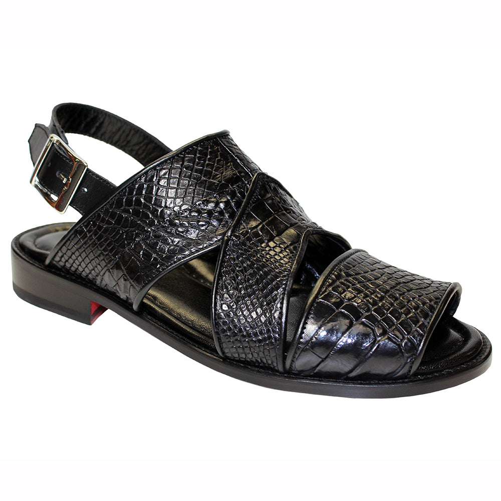Fennix Harold Alligator Sandals Black