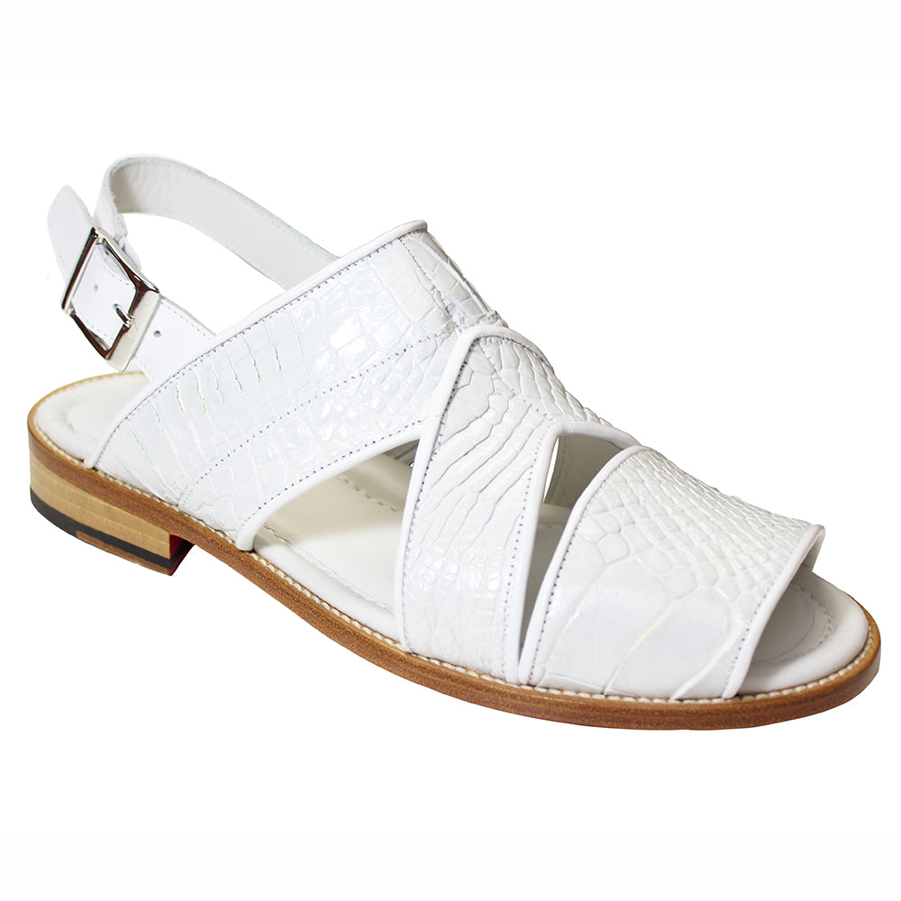 Fennix Harold Alligator Sandals White