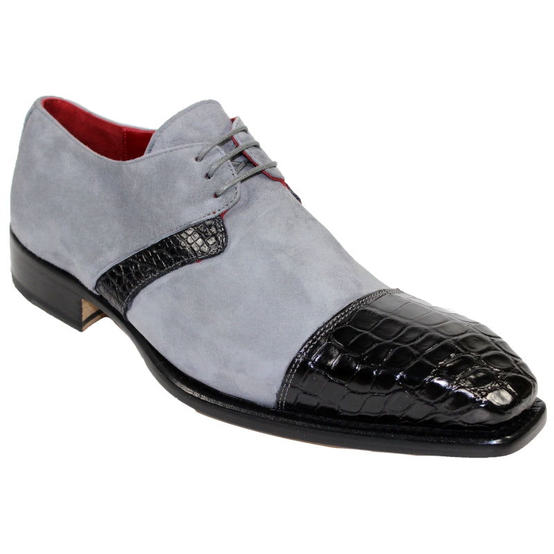 Fennix Harrison Alligator & Suede Shoes Gray / Black
