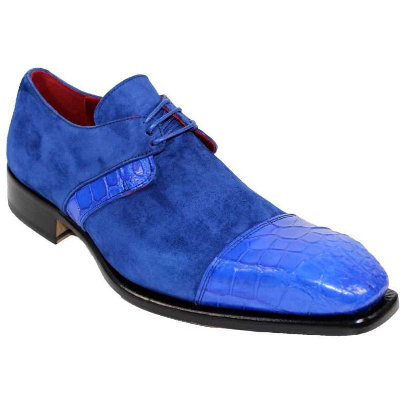 Fennix Harrison Alligator & Suede Shoes Sapphire