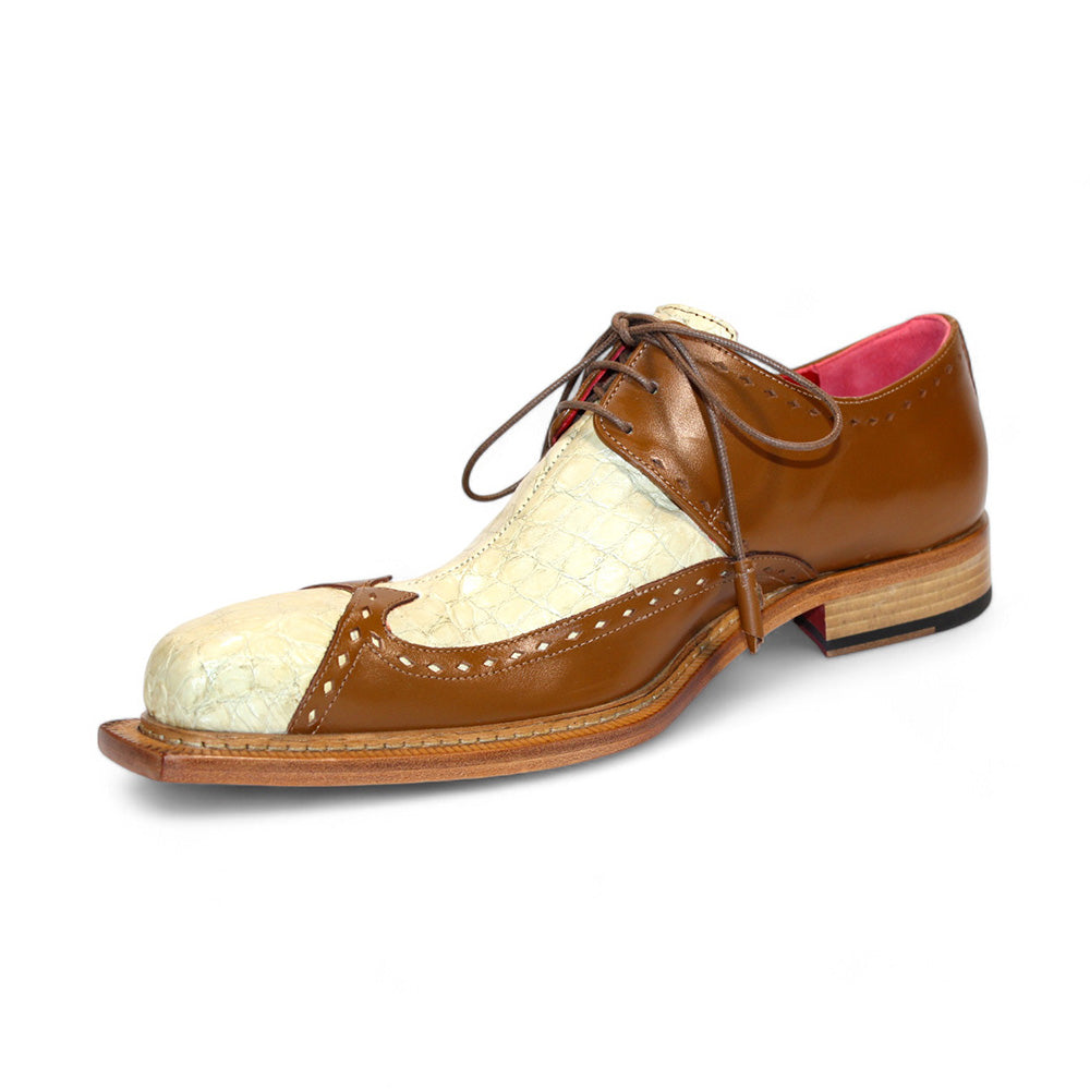 Fennix Harry Genuine Alligator/Leather Shoes Beige/Brandy