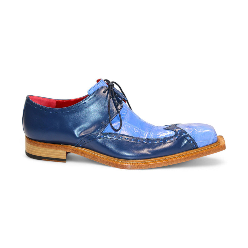 Fennix Harry Genuine Alligator/Leather Shoes Light Blue/Navy