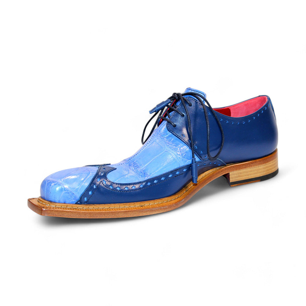 Fennix Harry Genuine Alligator/Leather Shoes Light Blue/Navy