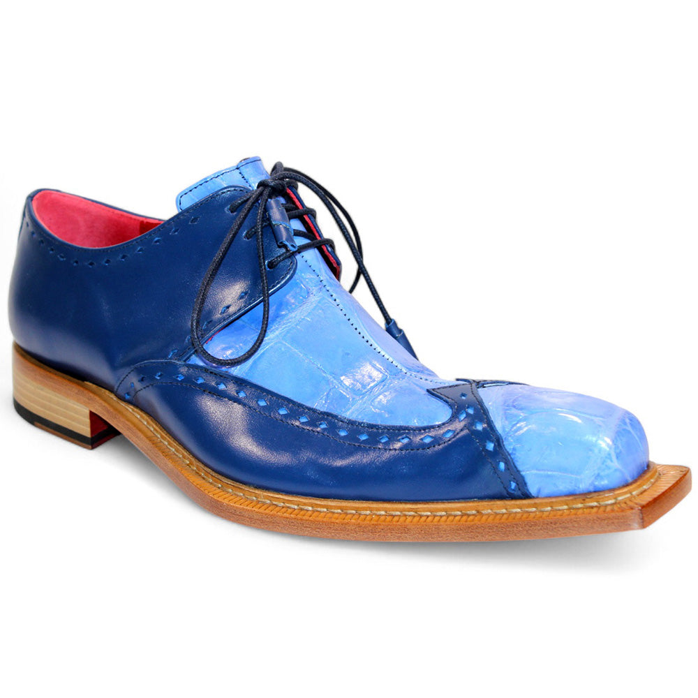Fennix Harry Genuine Alligator/Leather Shoes Light Blue/Navy