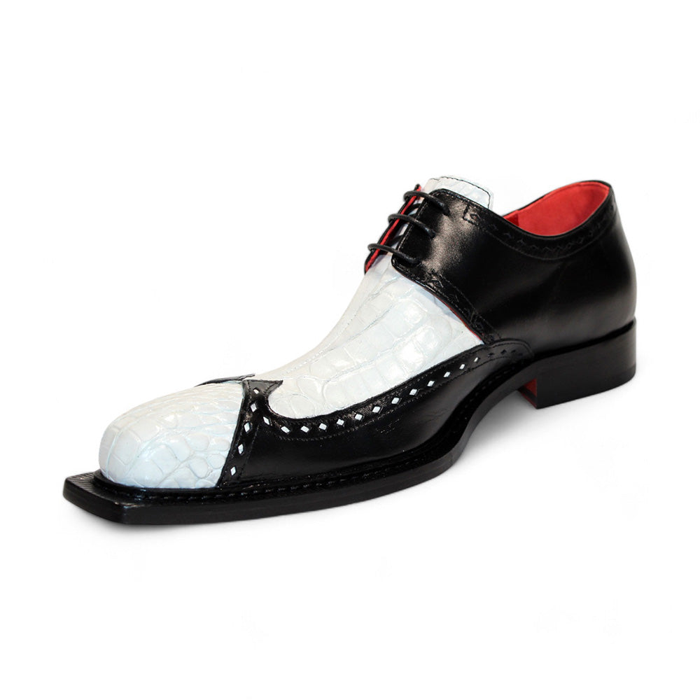 Fennix Harry Genuine Alligator/Leather Shoes White/Black