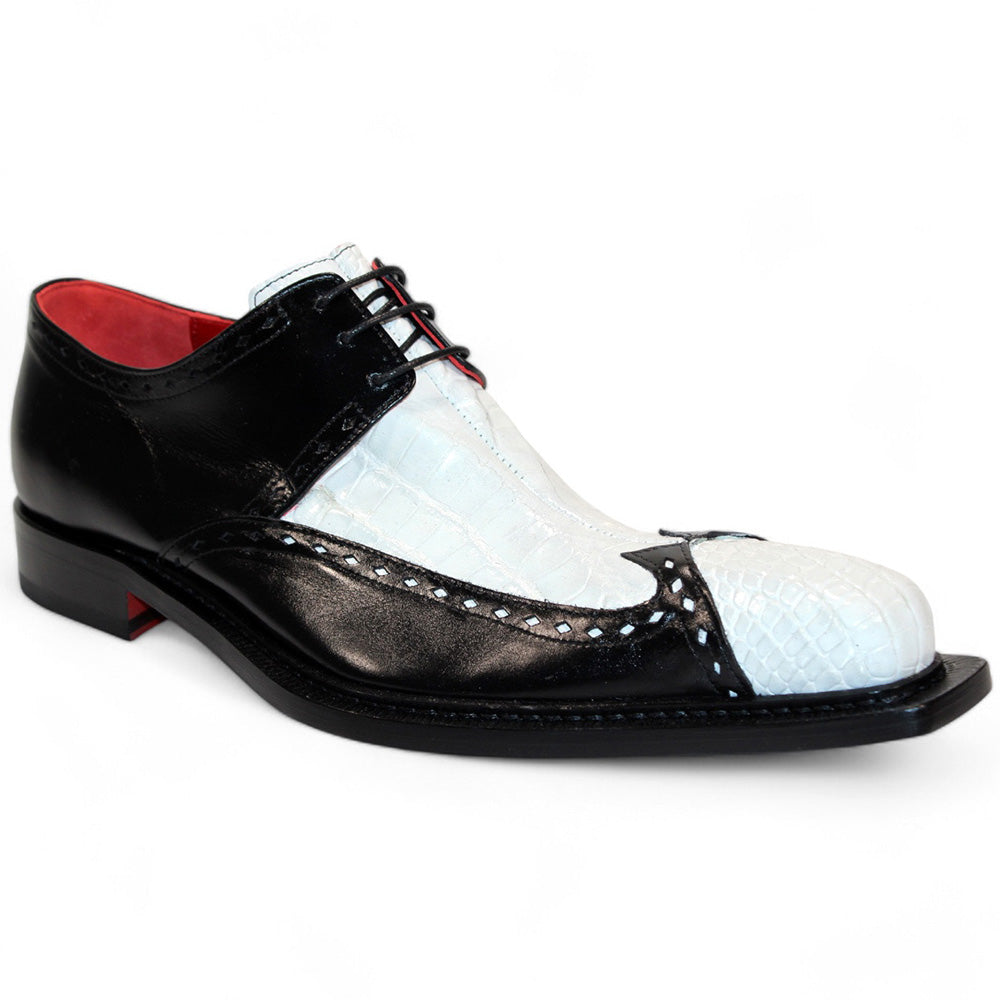 Fennix Harry Genuine Alligator/Leather Shoes White/Black