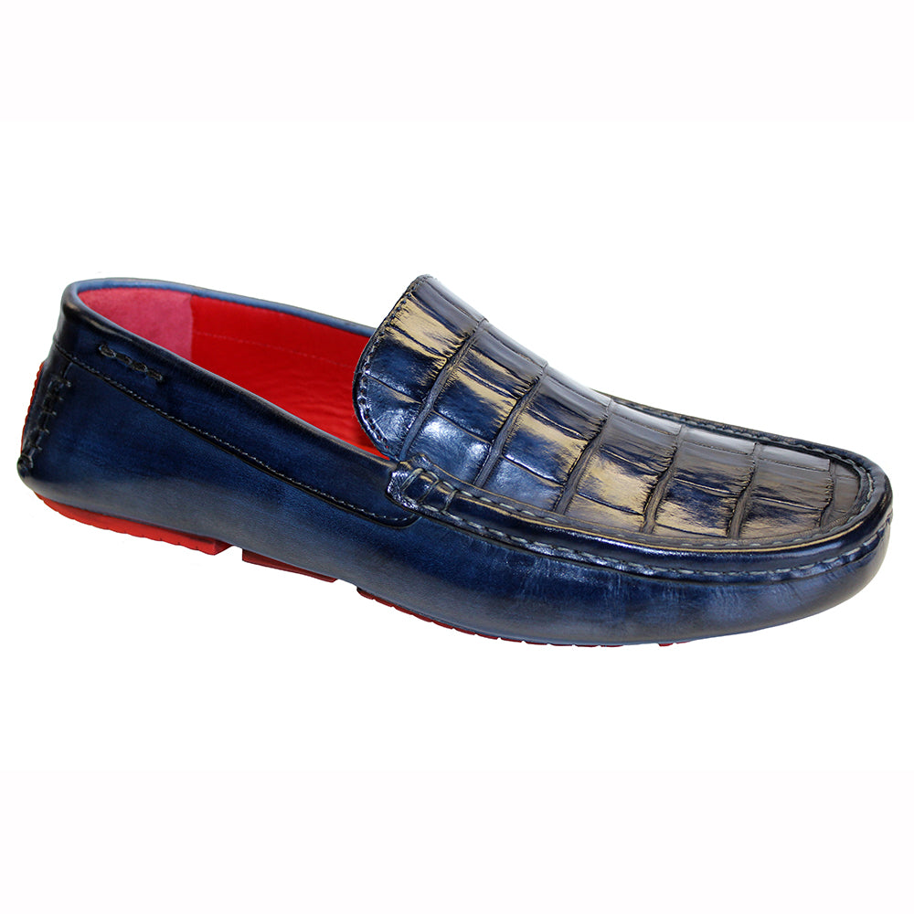 Fennix Hunter Leather & Alligator Loafers Navy