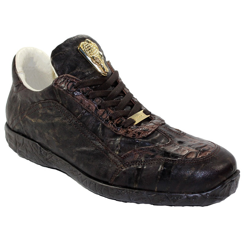Fennix Jack Calfskin and Hornback Lace-up Sneakers Chocolate