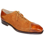 Fennix James Alligator and Suede Lace-up Shoes Cognac