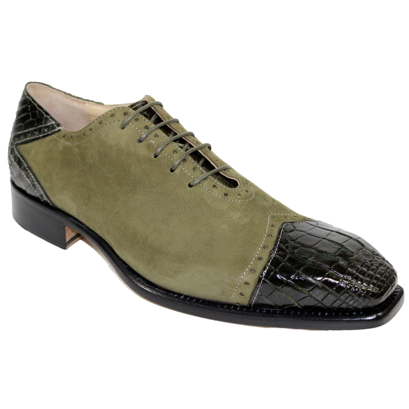 Fennix James Alligator & Suede Sneakers Olive