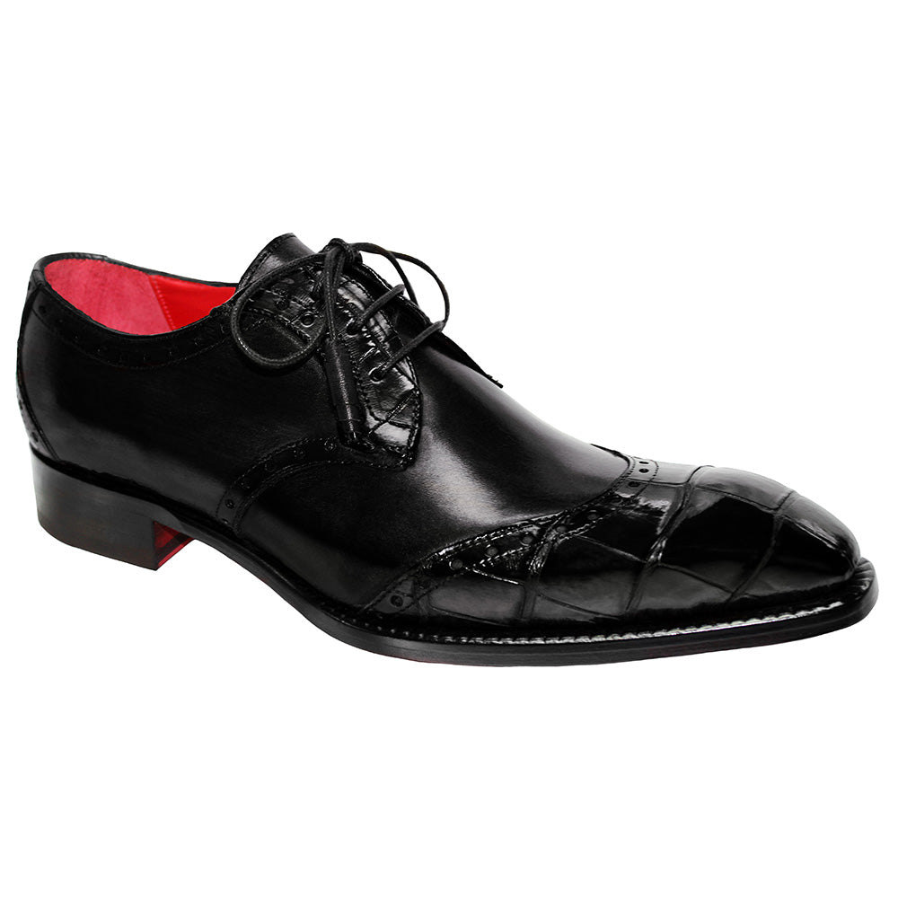 Fennix Jax Calfskin & Alligator Shoes Black