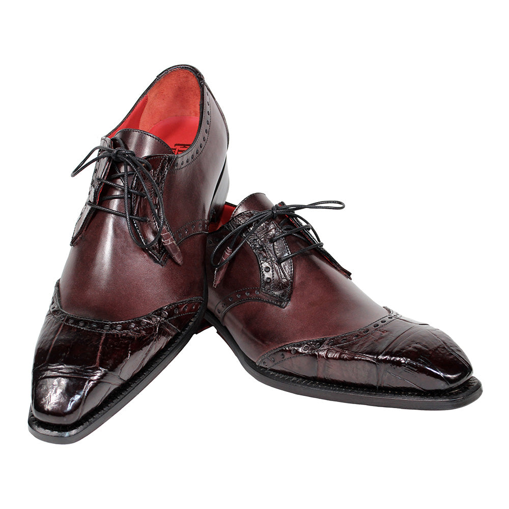 Fennix Jax Genuine Alligator / Calfskin Shoes Burgundy