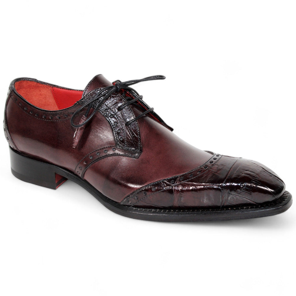 Fennix Jax Genuine Alligator / Calfskin Shoes Burgundy