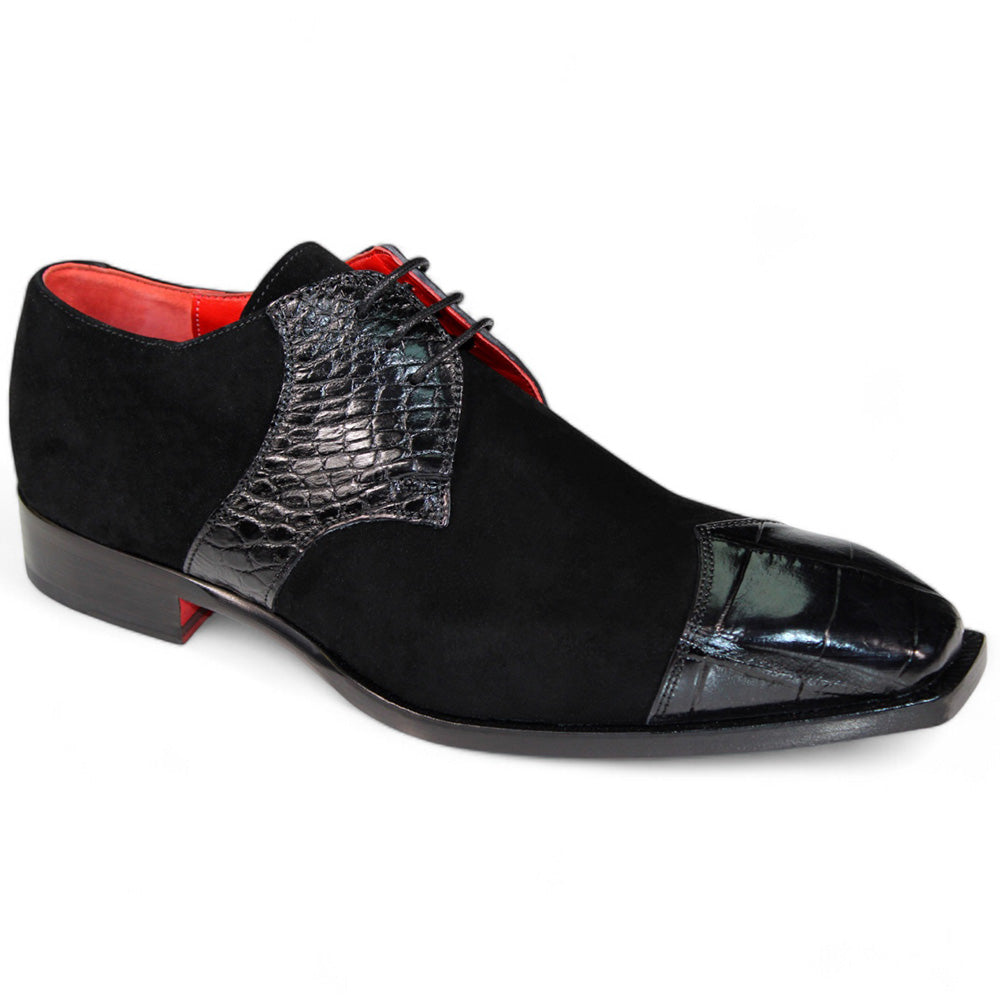 Fennix Landon Alligator & Suede Shoes Black