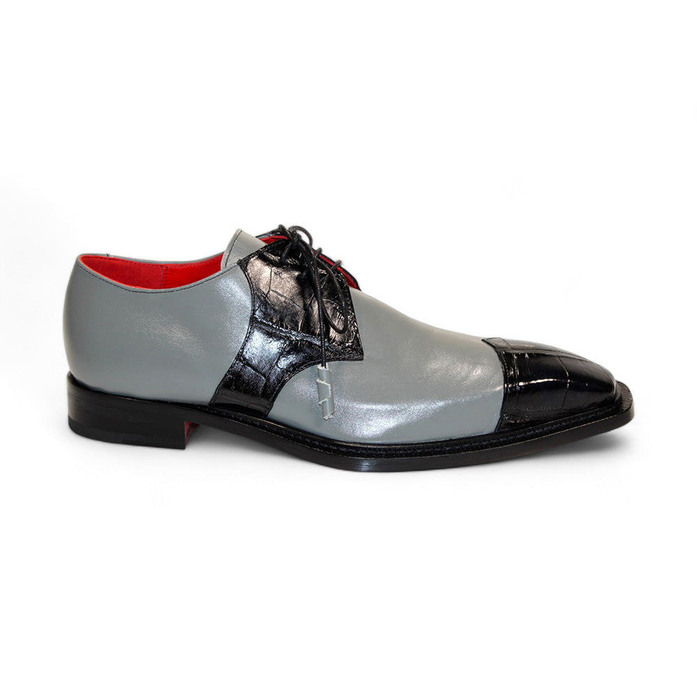 Fennix Landon Genuine Alligator/ Leather Shoes Black/Grey