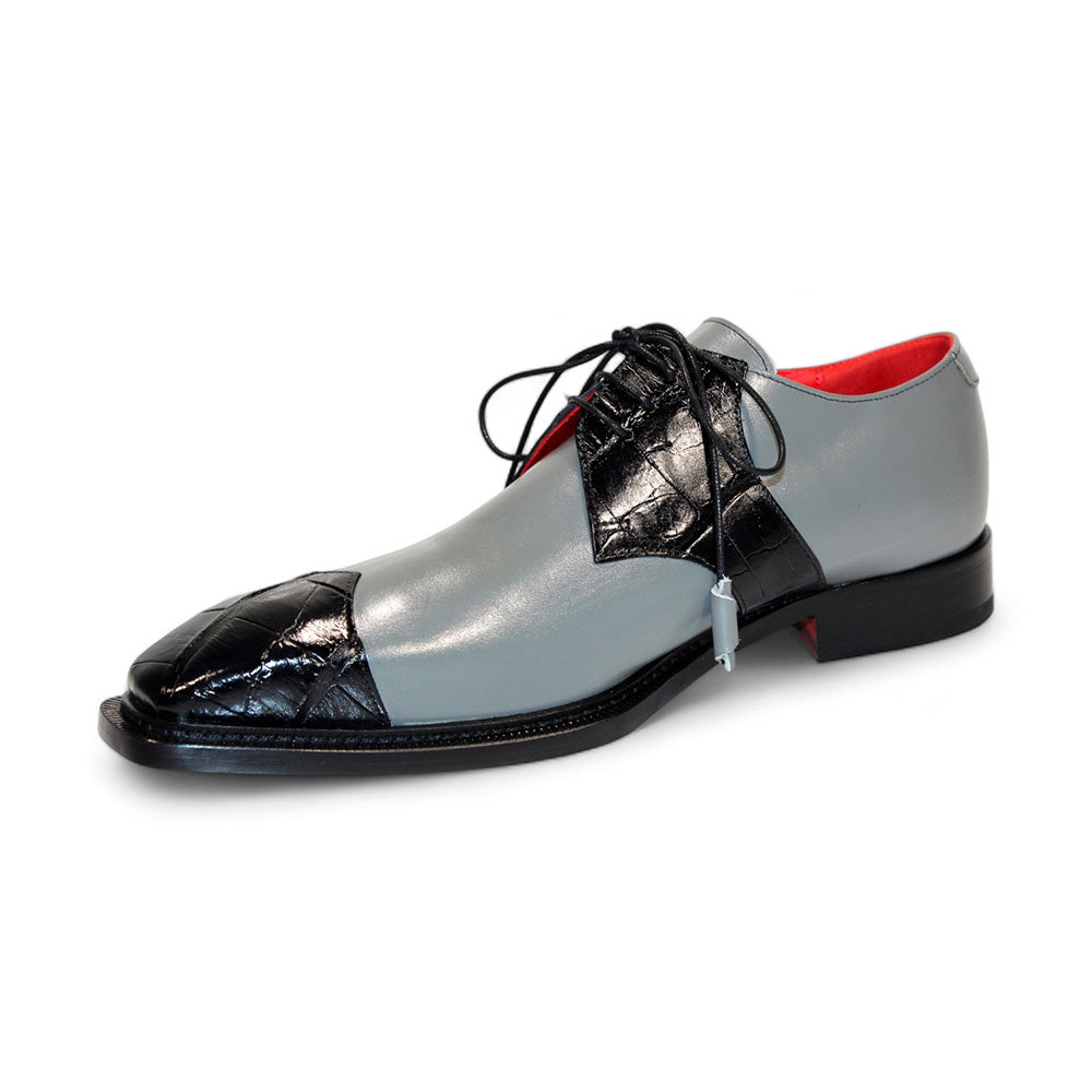 Fennix Landon Genuine Alligator/ Leather Shoes Black/Grey