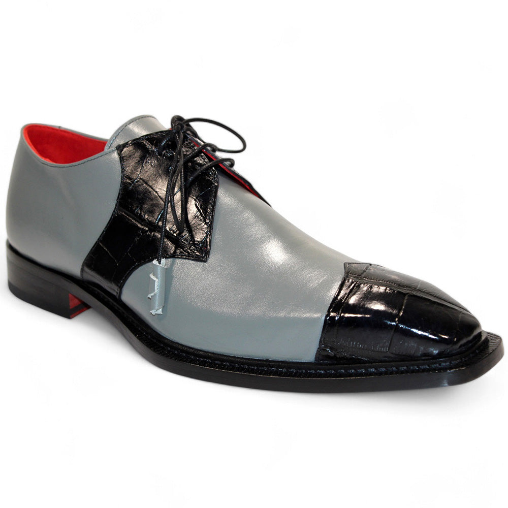 Fennix Landon Genuine Alligator/ Leather Shoes Black/Grey