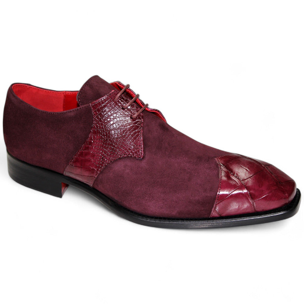 Fennix Landon Genuine Alligator/ Suede Shoes Burgundy