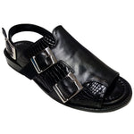 Fennix Leo Alligator / Calfskin Sandals Black