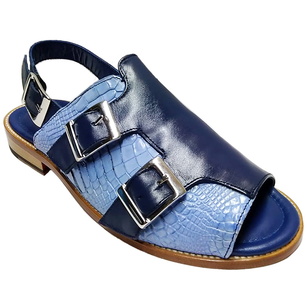 Fennix Leo Alligator / Calfskin Sandals L Blue / Navy