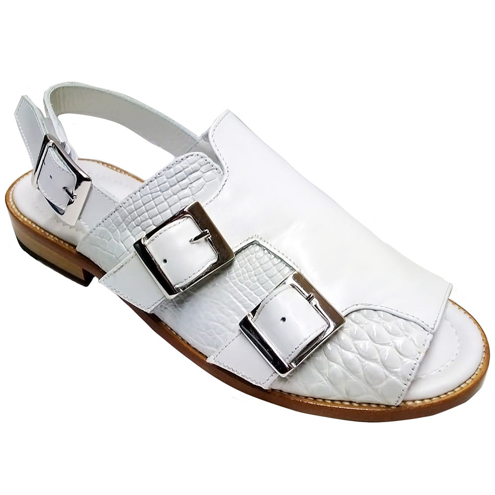 Fennix Leo Alligator / Calfskin Sandals White