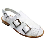 Fennix Leo Leather & Alligator Sandals White