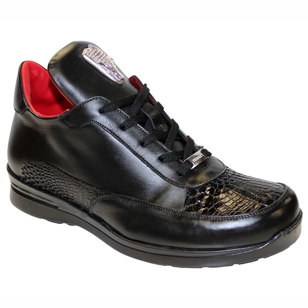 Fennix Lewis Leather & Alligator Sneakers Black