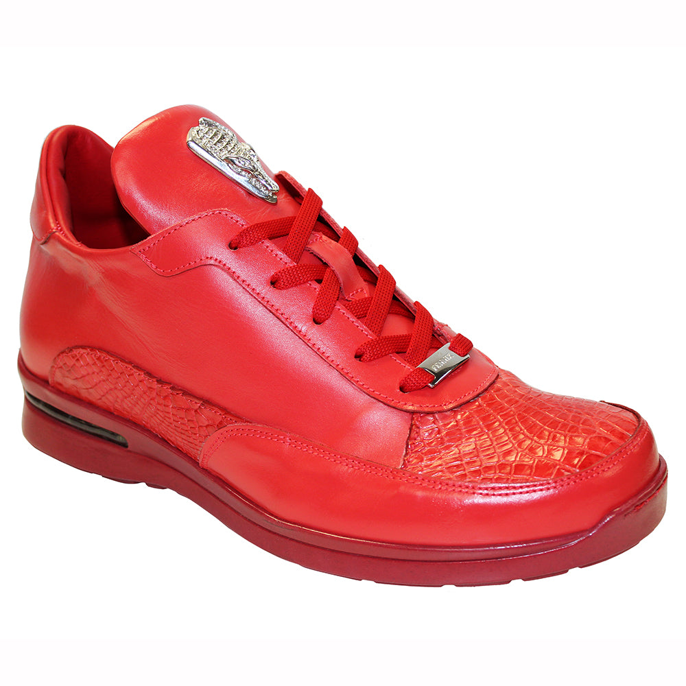 Fennix Lewis Leather & Alligator Sneakers Red