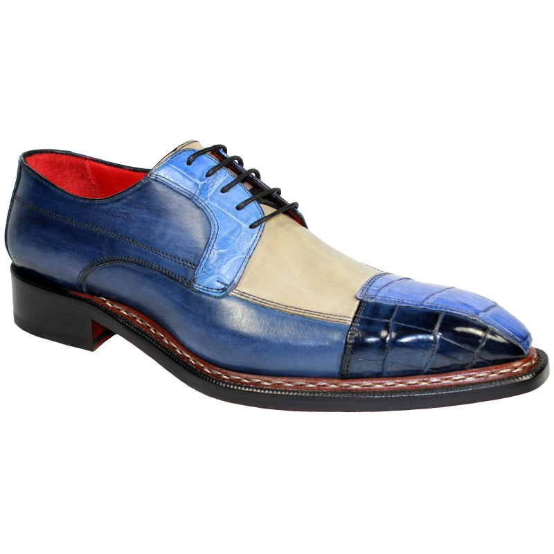 Fennix Lucas Alligator & Calfskin Shoes Tri Tone Blue